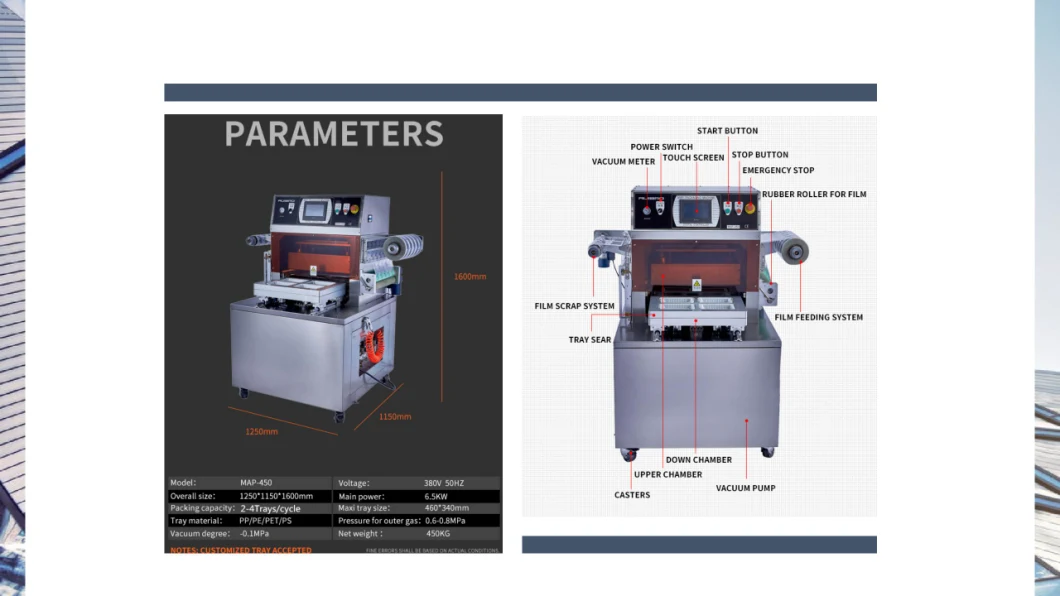 Map Tray Sealer, Modified Atmosphere Packaging Machine, Manual Vacuum Food Tray Sealing Machine with Nitrogen Filling
