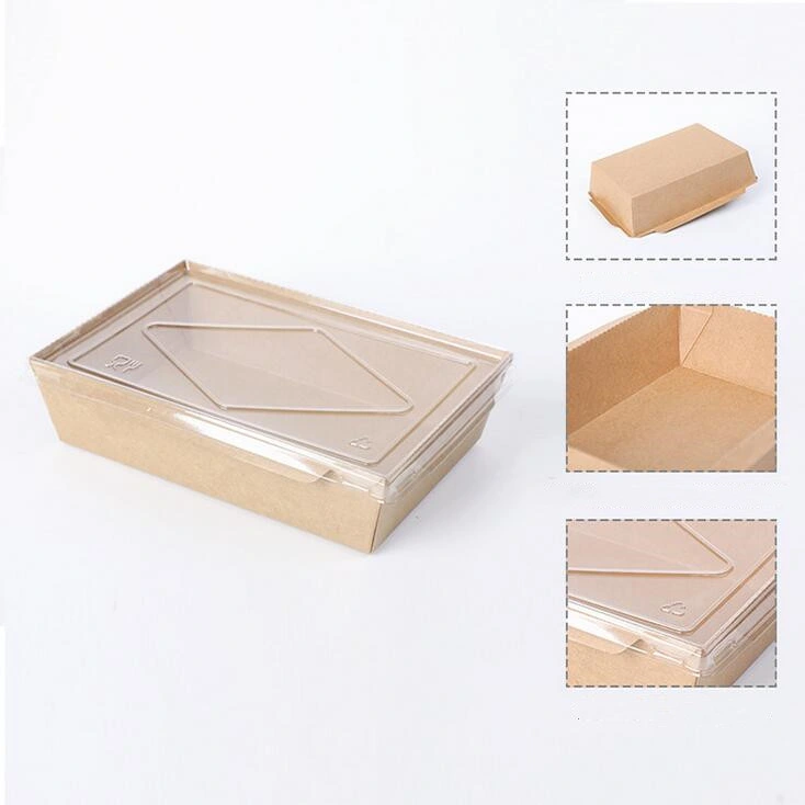 Disposable Food Packaging Lunch Box Container Take Away Kraft Paper Food Box with Window for Food