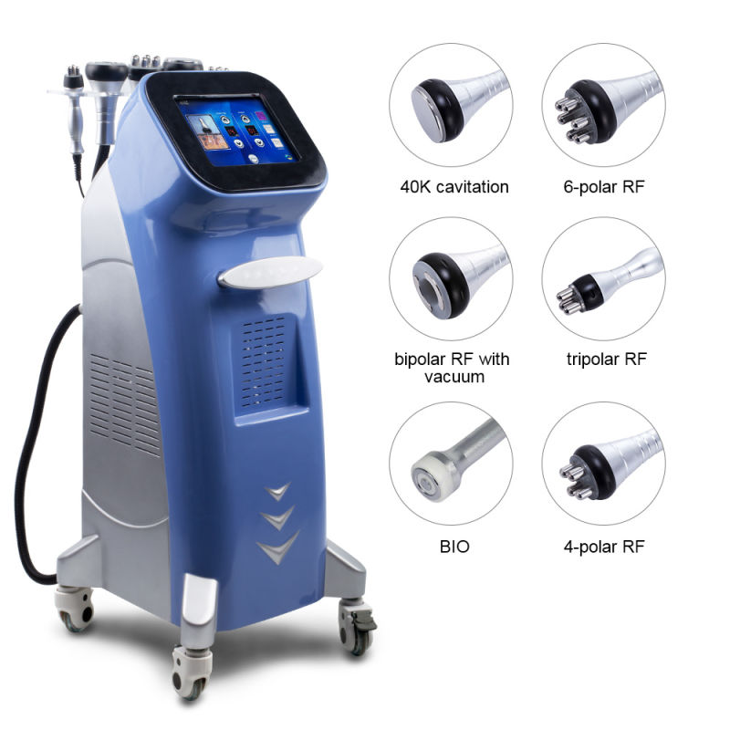 New Produce 400W Output Power New Design 6 in 1 Ultrasonic Vacuum Cavitation RF Bio Slimming Medical Equipment (blue style)