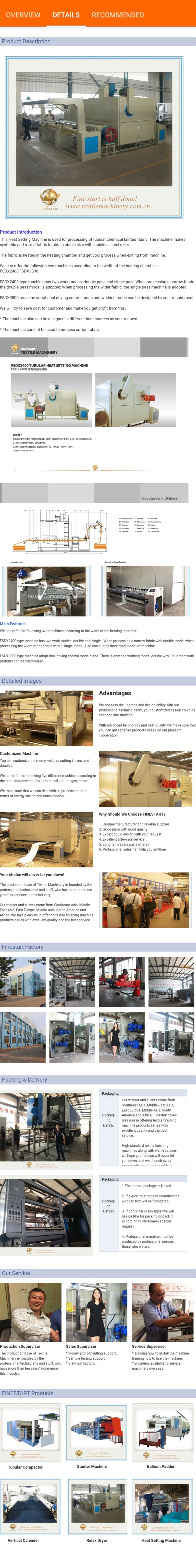 Textile Finishing Machine /Heat Setting Machine/ Textile Machinery