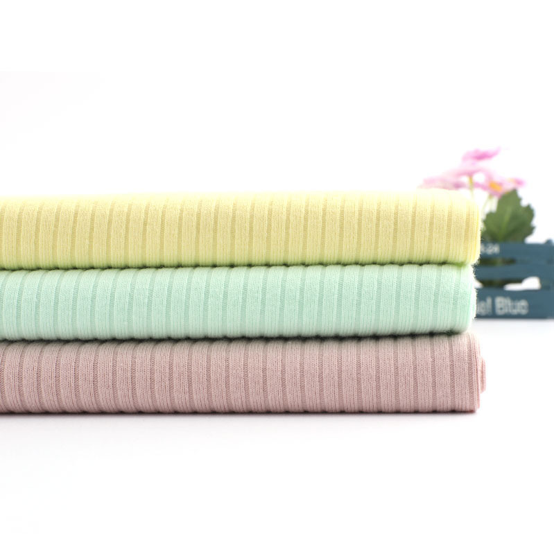 Ribbed 95/5 Cotton Spandex Fabric Flat Knit Ribbing Fabric for Sweatshirts
