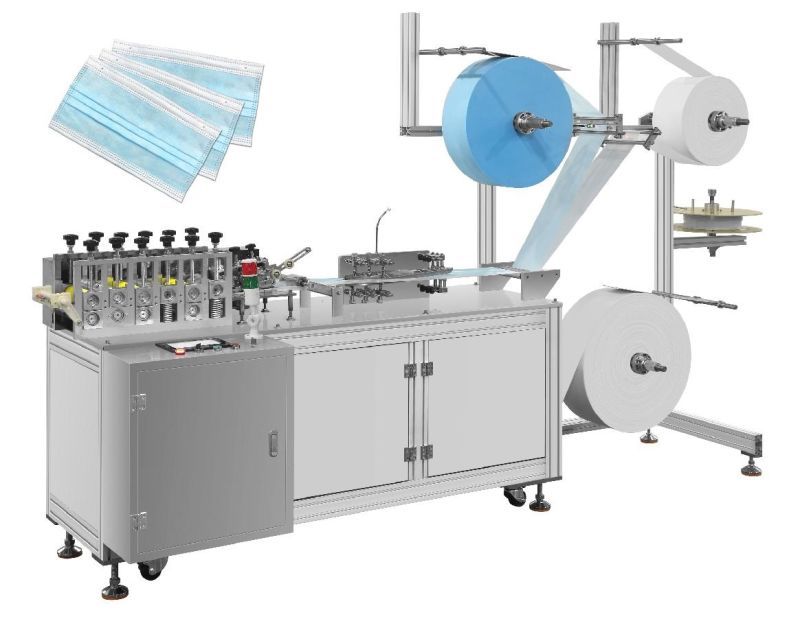 Fully Automatic Non Woven Fabric 3ply Mask Flat Mask Disposable Folding Medical Surgical Face Mask Making Machine