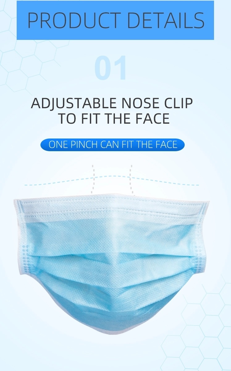 Wholesale Nonwoven Non-Woven 3ply Protective Disposable Dust Facial 3 Ply Face Mask