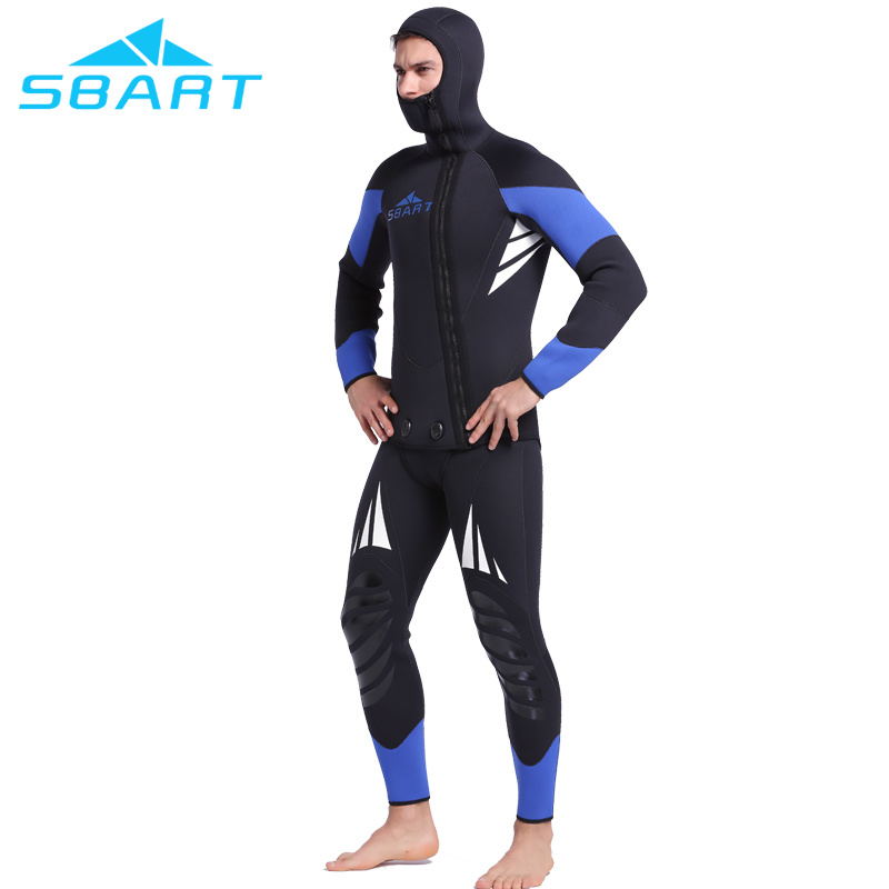 5mm Thick Men's Two-Piece Wetsuit with Front Zipper
