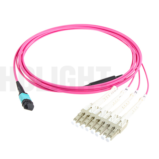 MPO to LC Om4 8fibers Breakout Patch Cable