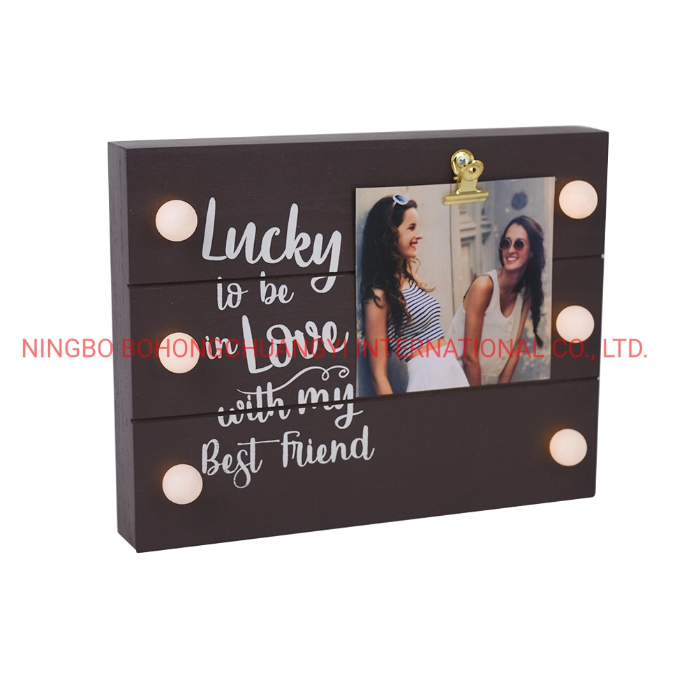 New Design Wooden Clip Photo Frame with LED Light