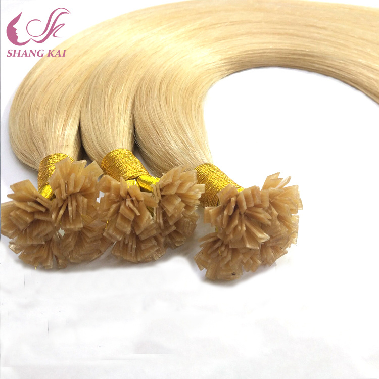 Blond Color No Shedding No Tangling Prebonded Flat Tip Hair Extension