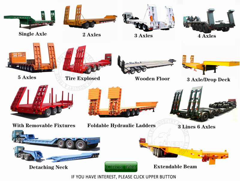 4 Lines 8 Axles Low Bed Heavy Duty Semi Trailer for Heavy Duty Equipments Transporting