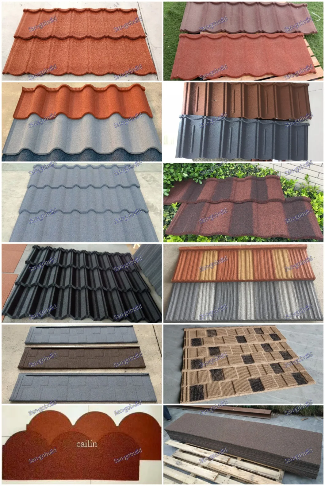 All Types of Roofing Sheets Insulation Materials for Sale Color Stone Coated Metal Steel Roof Tiles