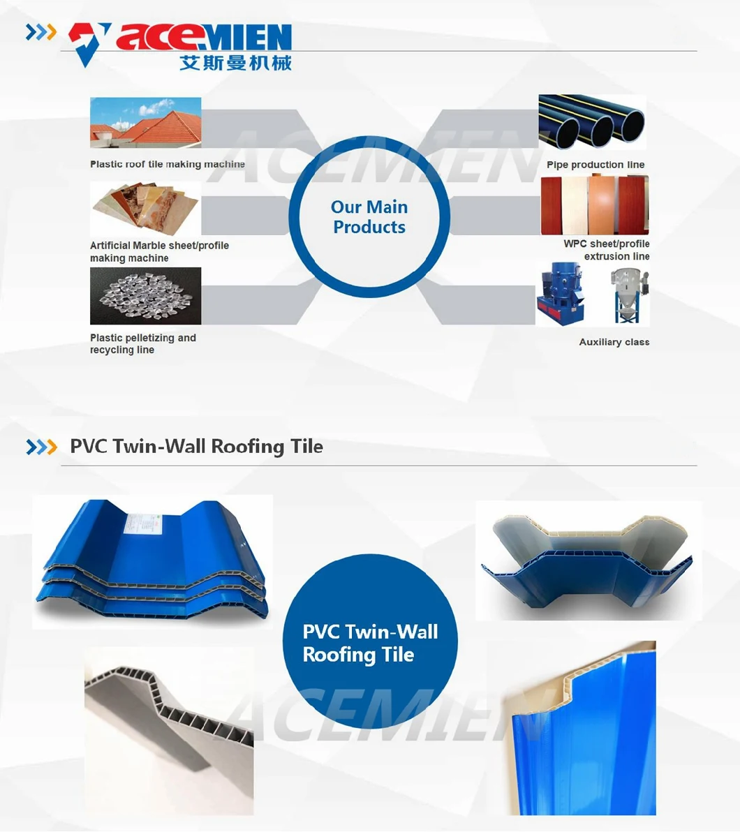 PP PE PVC Twin Wall Corrugated Hollow Roofing Sheet Making Machine