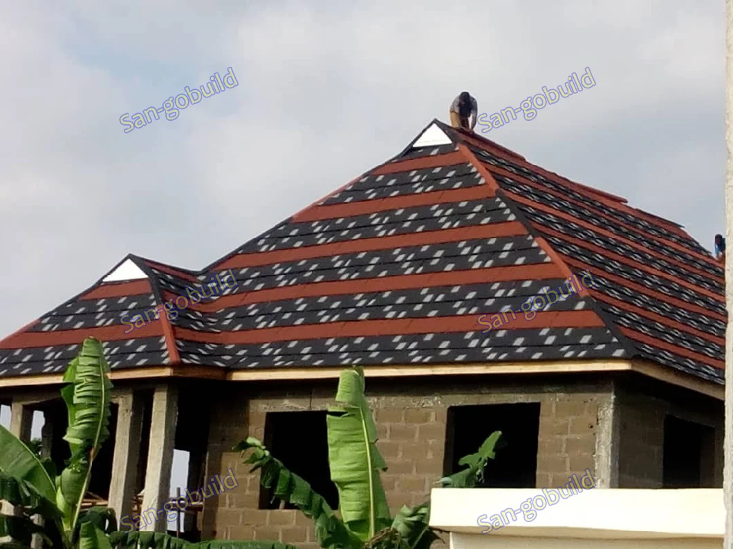 Sangobuild 50 Years Warranty Building Material Colorful Sand Roofing Sheets Stone Coated Metal Roof Tile