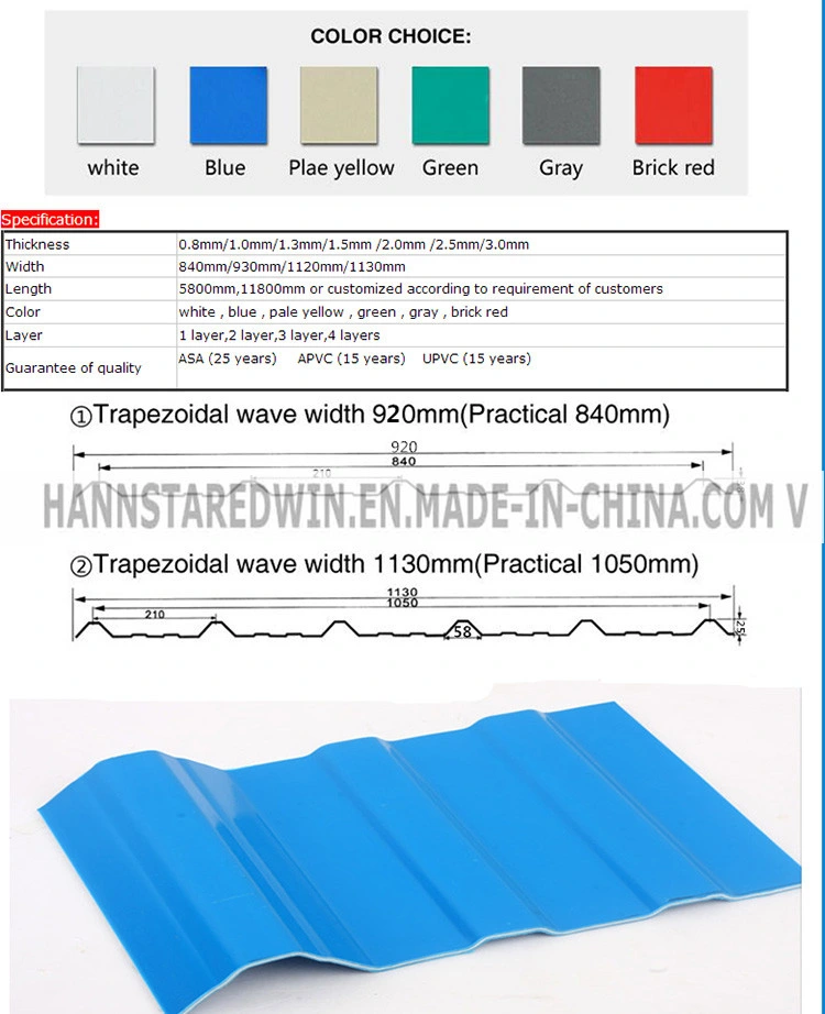 ASA Roofing Sheet Building Material Wall Panel Roof Tile