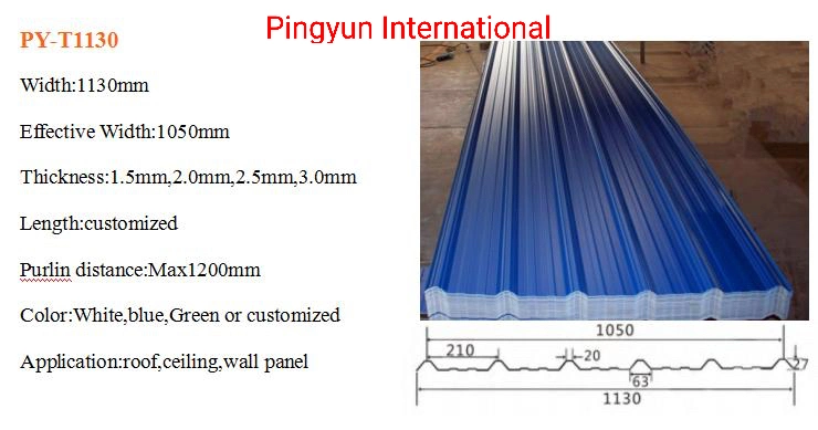 PVC Plastic Roofing Sheets for Warehouse Cali Popular Tejas PVC