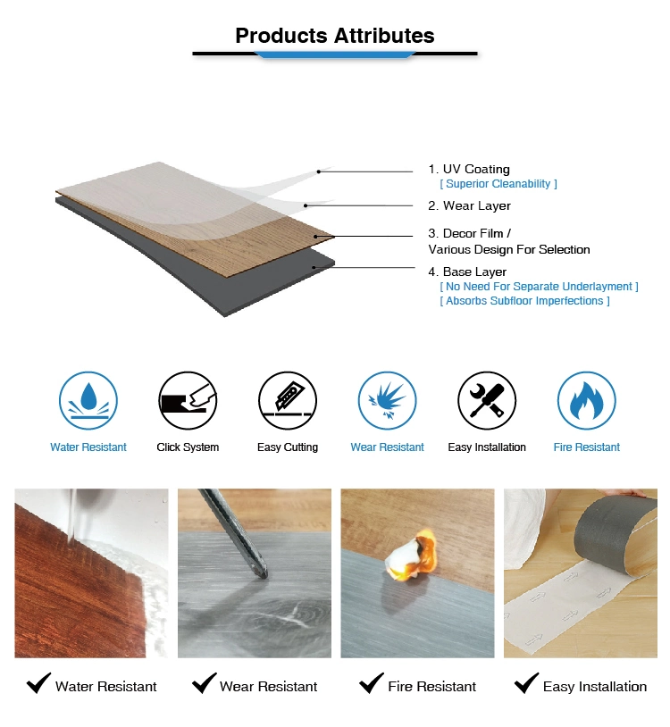 Waterproof Peel and Stick Vinyl Flooring Tile 1.5mm-12mm