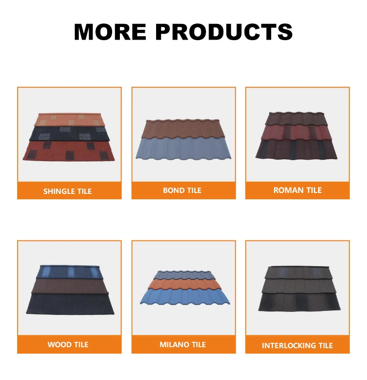 Fireproof Shingle Roofing Sheets Stone Coated Metal Roof Tile