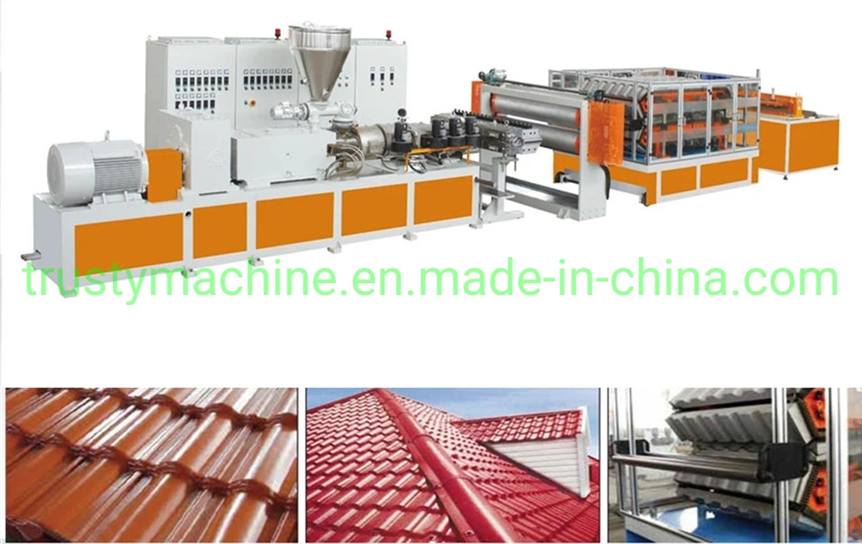 1050mm Width of PVC UPVC Glazed Bamboo Roofing Sheet Line Plastic Roof Machine