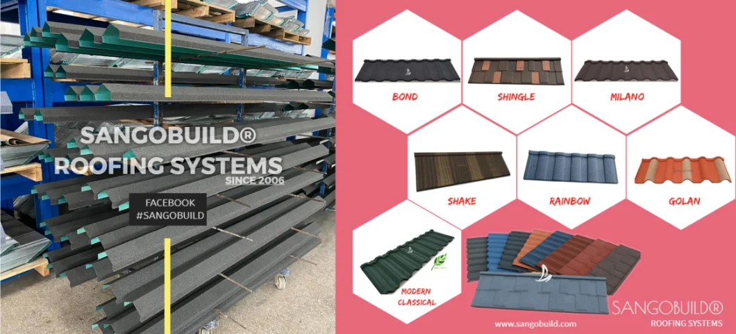 Weatherproof Electric Insulated Rubber Sheet Mozambique of Stone Coated Roof Tile