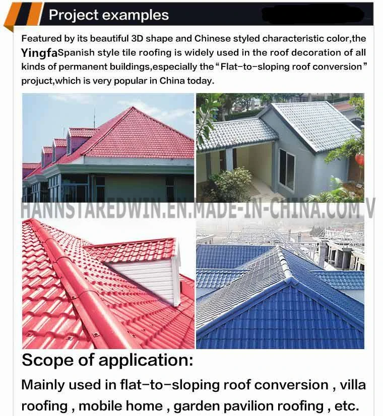 Good Quality Roofing Materials 25 Years Guarantee Synthetic Resin Tile Coated with Asa