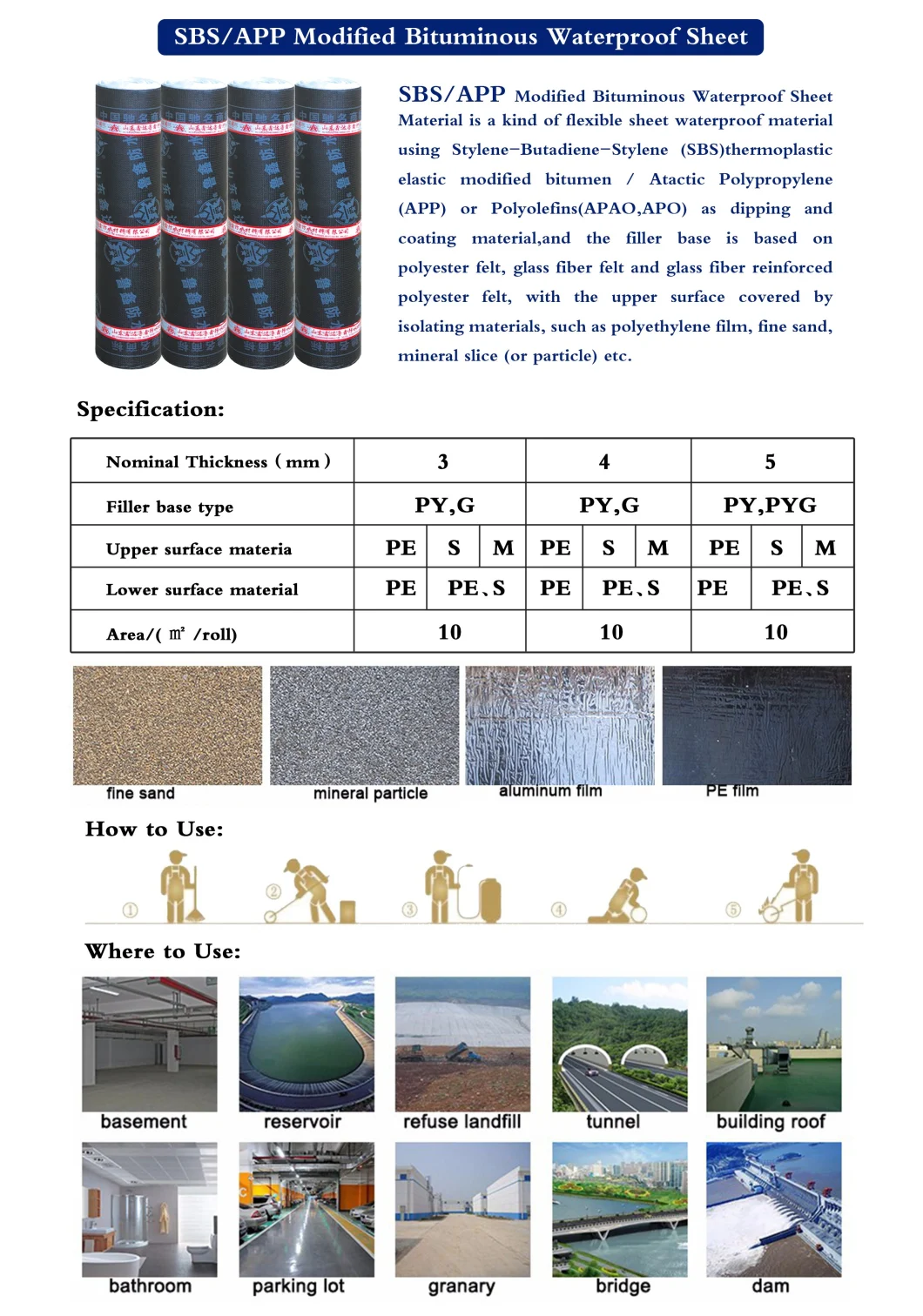 APP Modified Bitumen Waterproofing Membrane Sheet