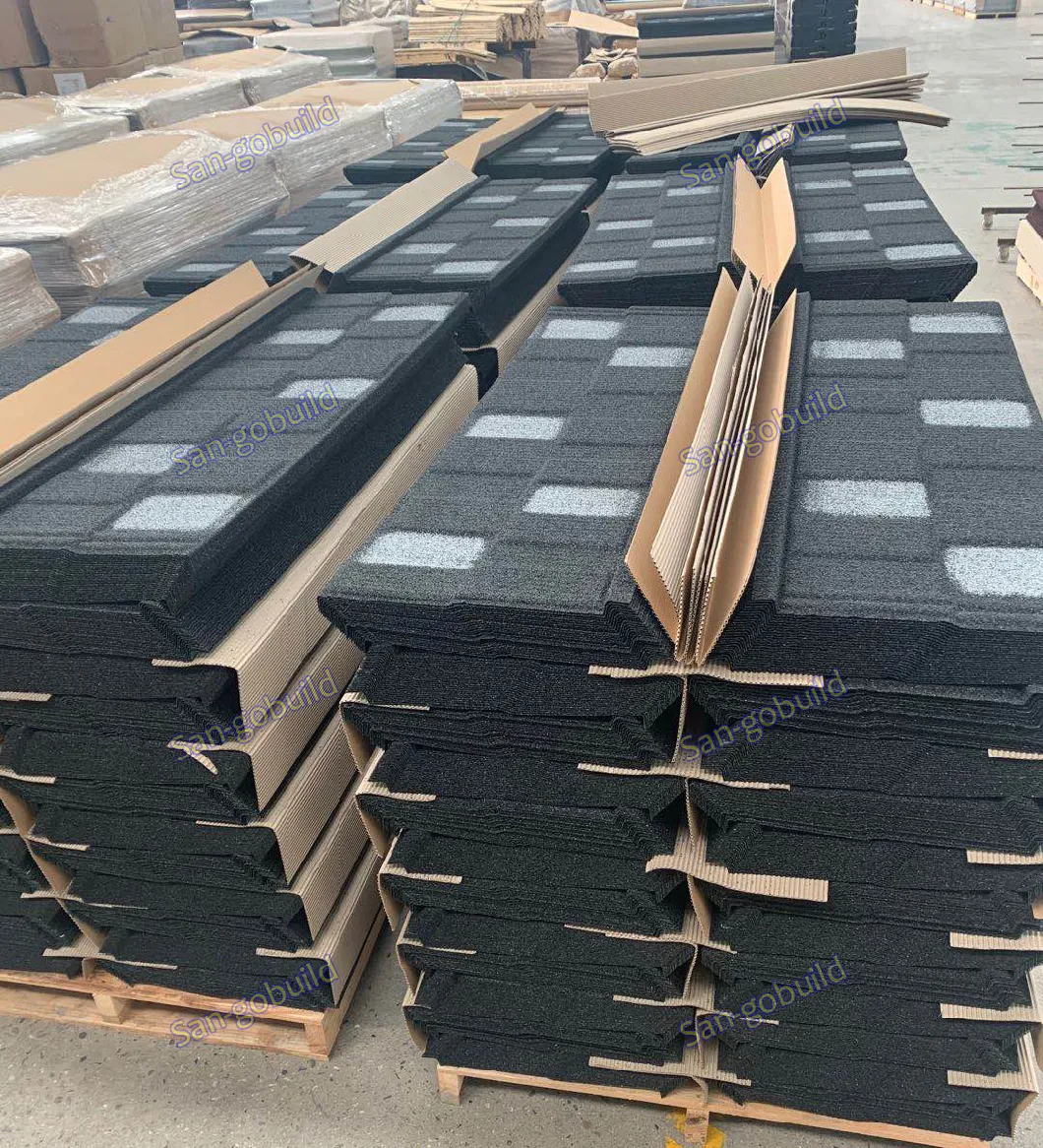 Sangobuild 50 Years Warranty Building Material Colorful Sand Roofing Sheets Stone Coated Metal Roof Tile