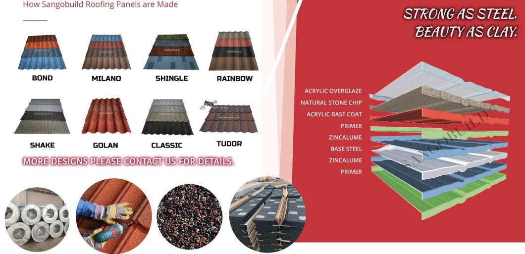 Colorful UPVC Roof Sheet of Palestine Stone Coated Roof Tiles