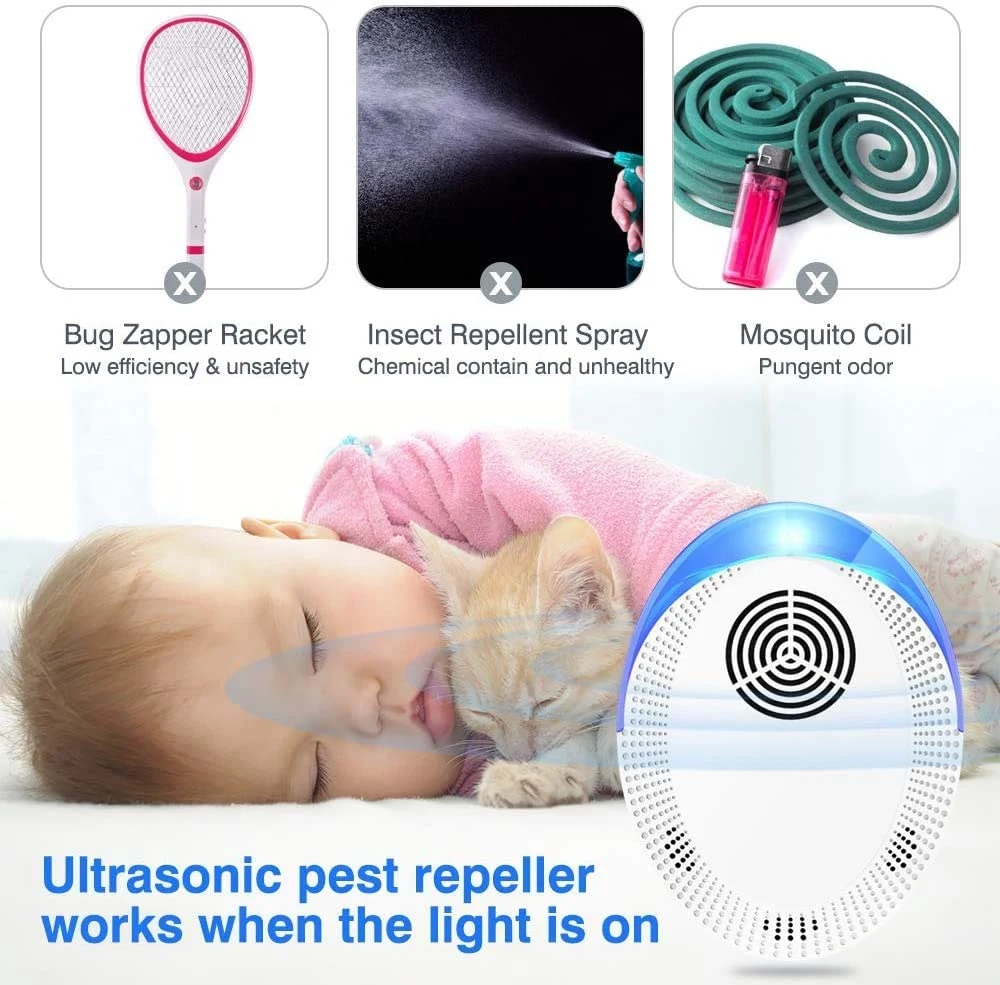Ultrasonic Pest Repeller Electronic Indoor Pest Control Repellent for Mosquito Fleas Cockroaches