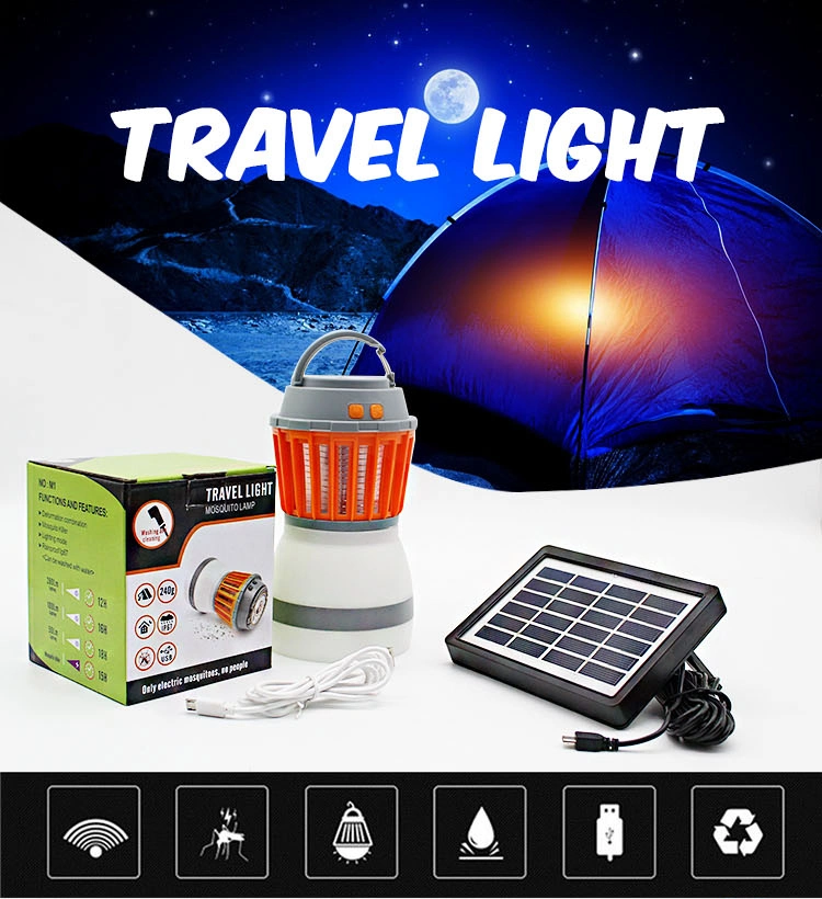 Outdoor Camping Light IP67 Waterproof Electronic Insect Mosquito Killer, USB Travel Light Mosquito Lamp