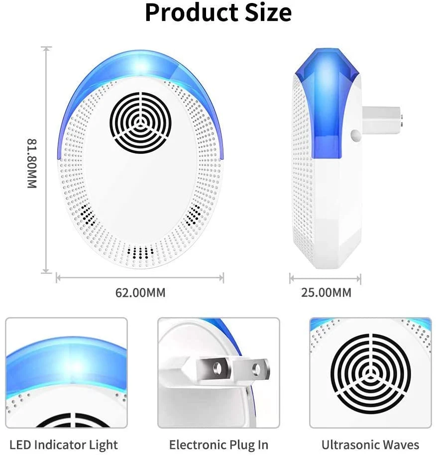 Ultrasonic Pest Repeller Electronic Indoor Pest Control Repellent for Mosquito Fleas Cockroaches