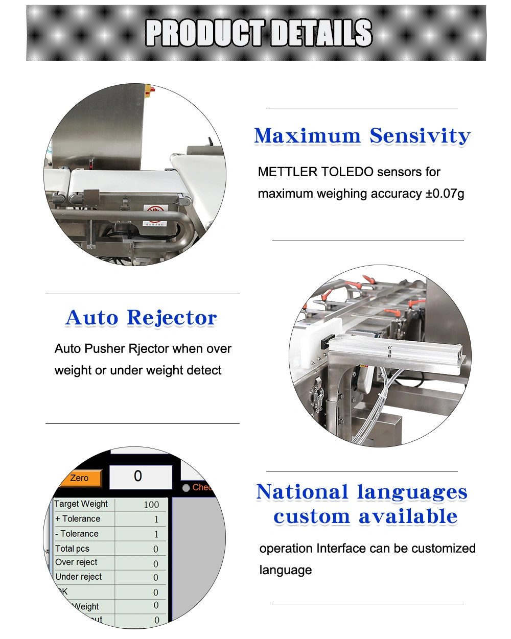High Speed Automatic Weighing Machine with Auto Reject