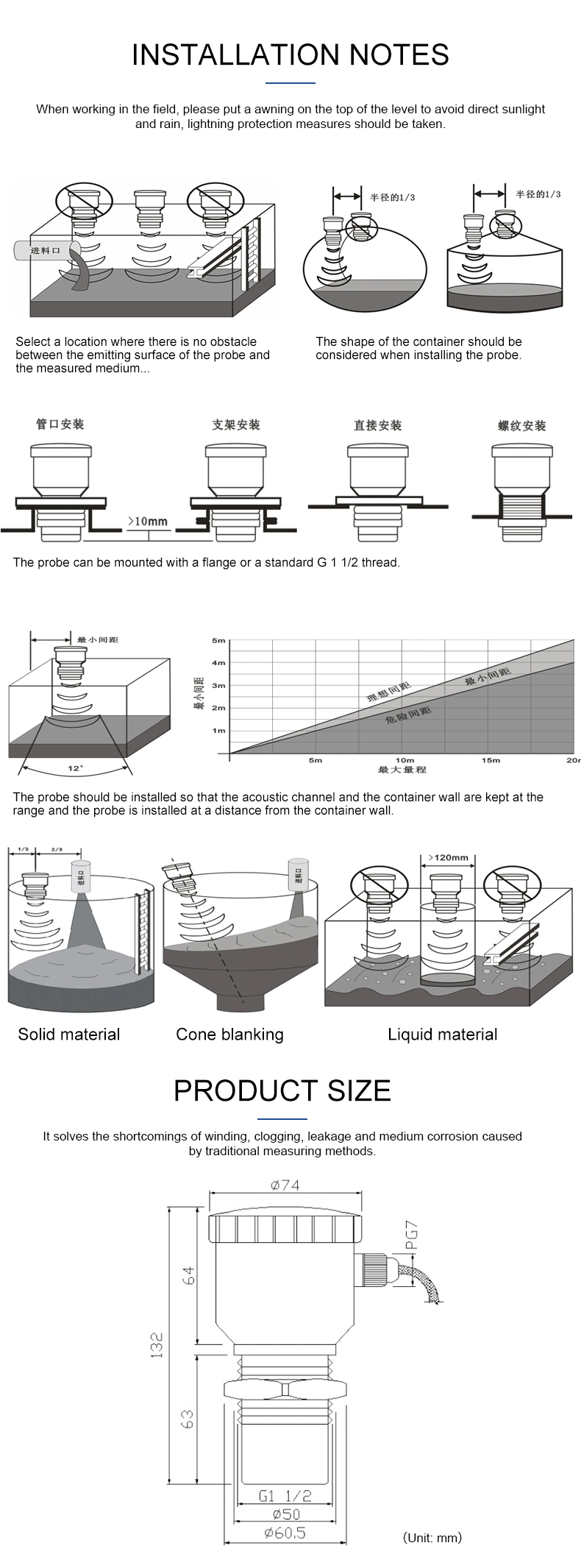 Ultrasonic Sensors for 10 Meter Distance Water Ultrasonic Level Sensor RS485 Water Level Ultrasonic