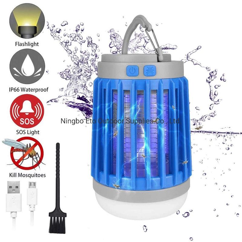 Upgraded Solar Mosquito Killer Lamp Bug Zapper Waterproof IP67 Camping Lantern Flashlight USB Rechargeable Insect Killer Repellent Lamp