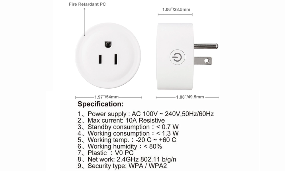 New Tuya Smart Life 10A Alexa Smart Plug USA, Smart Power Plug, WiFi Plug Smart Socket