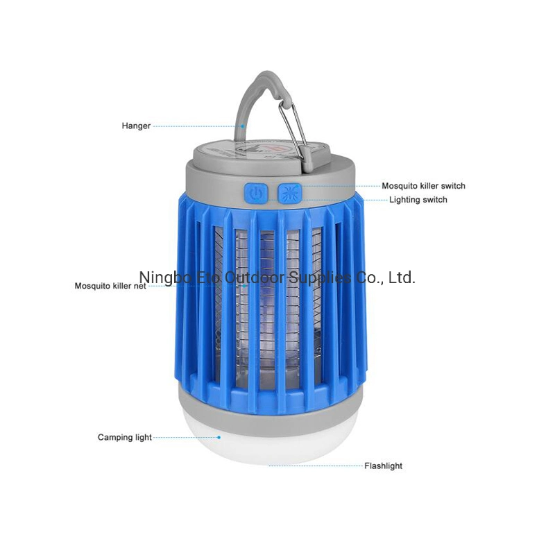 Upgraded Solar Mosquito Killer Lamp Bug Zapper Waterproof IP67 Camping Lantern Flashlight USB Rechargeable Insect Killer Repellent Lamp