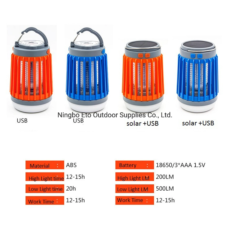 New LED Solar Mosquito Light UV Bug Mosquito Repellent Outdoor Camping Light Emergency Lamp