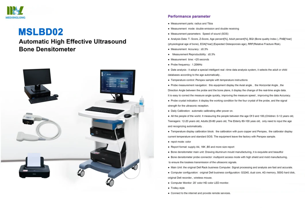 Automatic High Effective Trolley Ultrasound Bone Densitometer Mslbd02