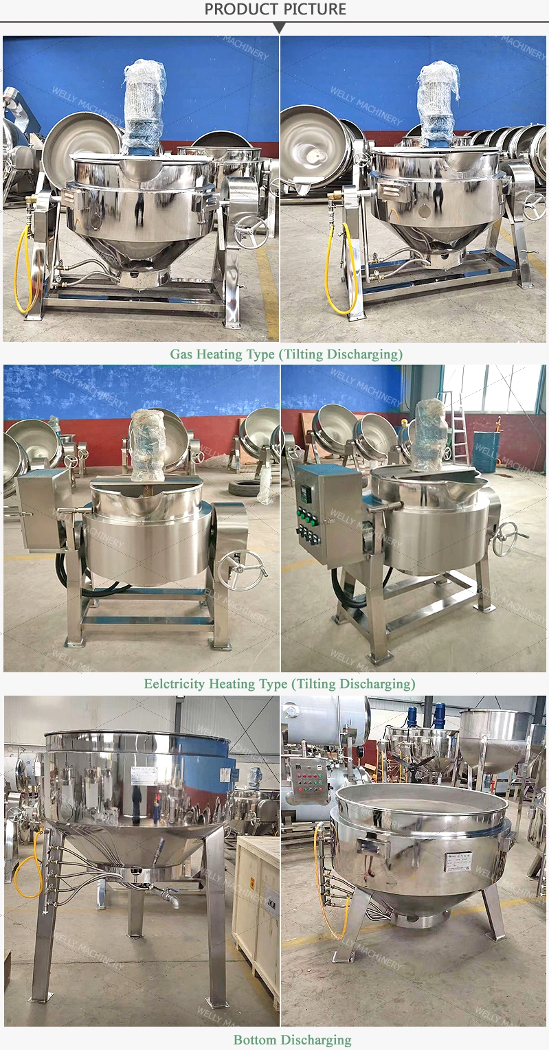Gas Steam Jacketed Kettle Electric Cooking Pot Equipped with Mixer