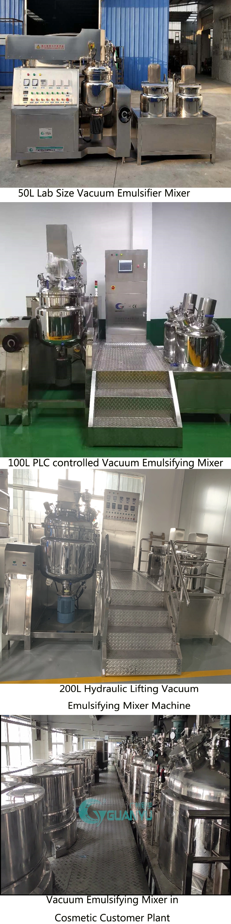 Factory Price Cosmetic Vauum Emulsifier Mixing Machine Lotion Gel Homogenizer 500L