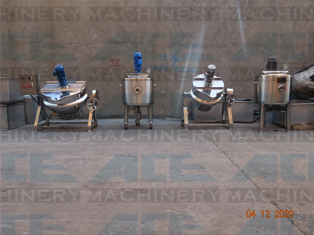 Industrial Potato Boiling Machine Steam Jacketed Kettle Wok Machine Electric Jacketed Caudron Big Cooker with Mixer