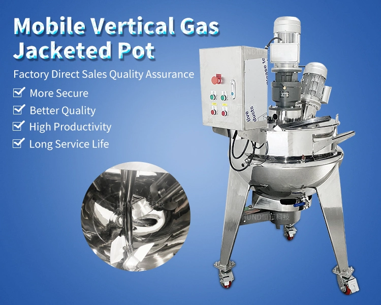 Food Processing Application LPG Industrial Stainless Cooking Mayonnaise and Jelly Mixer Jacket Kettle with Homogenizer