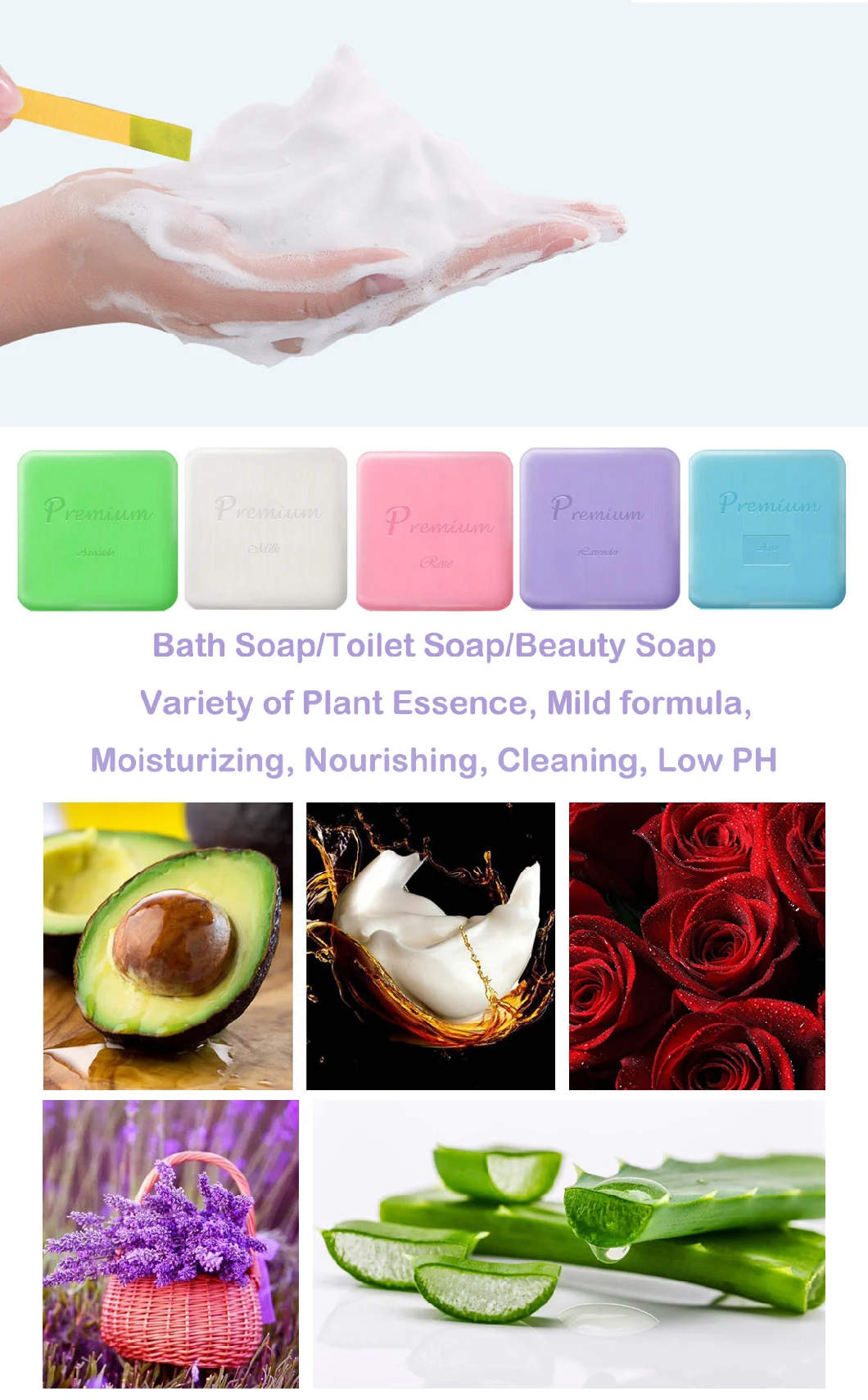 White Soap Body Lotion Rose Lavender Lemon Scented Bathing Face Body Milk Soap