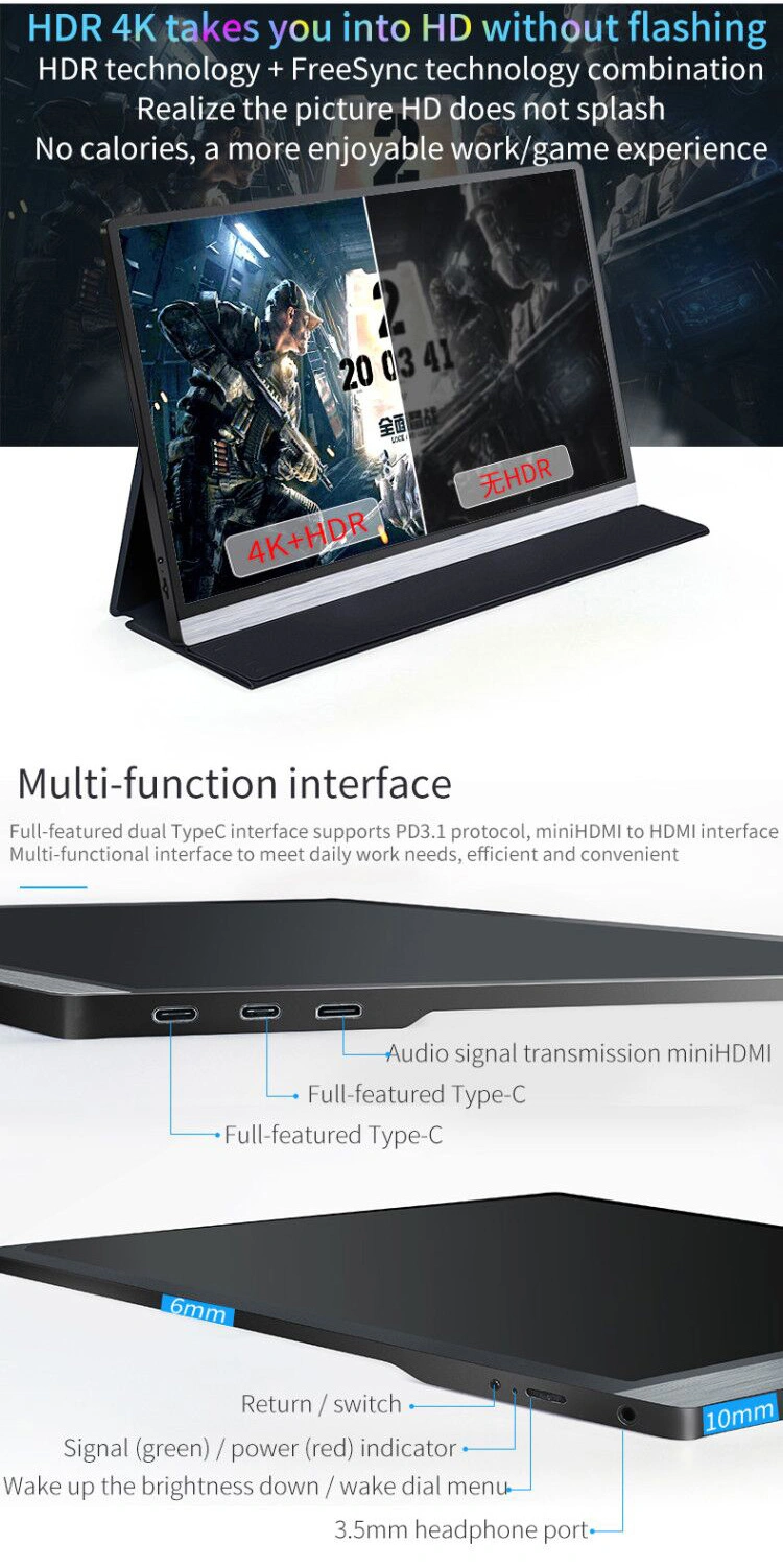 Trio - Portable Dual Portable LED Monitor USB-C IPS Portable HD Monitor HD Mi Freesync Chargeable