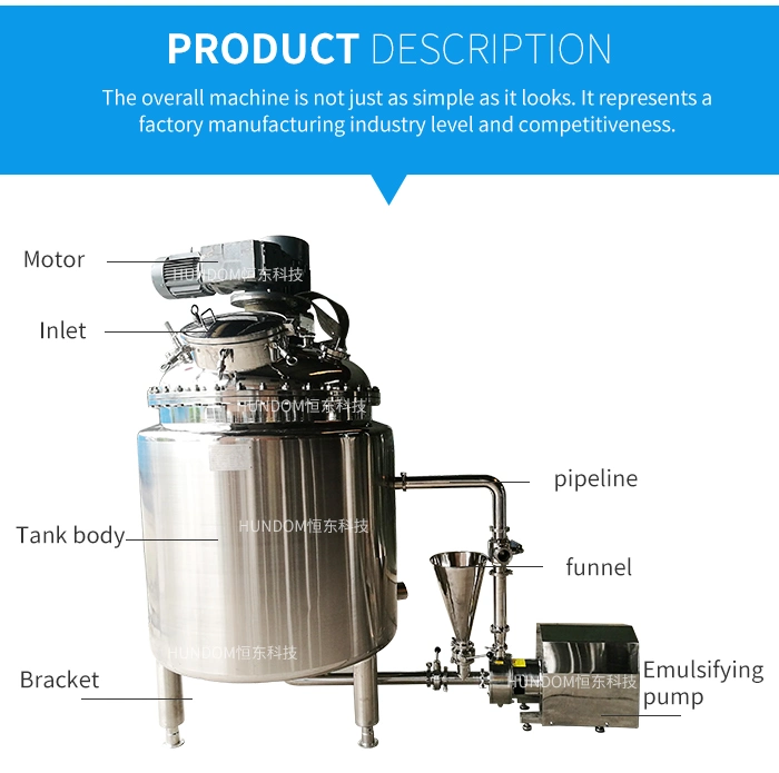 Stainless Steel Vacuum Emulsifying Cosmetic Pharmaceutical and Cream Stirring Tank