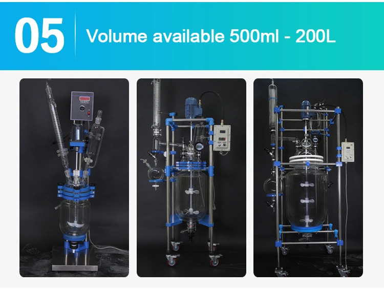 Laboratory Chemical Jacket Glass Reactor Vacuum Homogenizing Emulsifier Mixer Reactor Price with CE & ISO Approved Ultrasonic for Cbd Herb Extraction