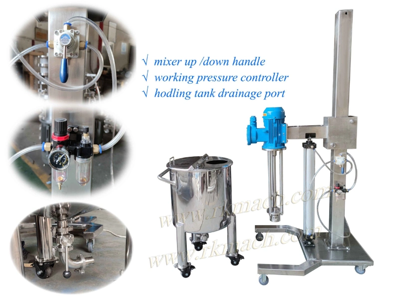 7.5HP Emulsifying Mixer High Shear Homoegnizing Mixer with Hydraulic Lift Stand