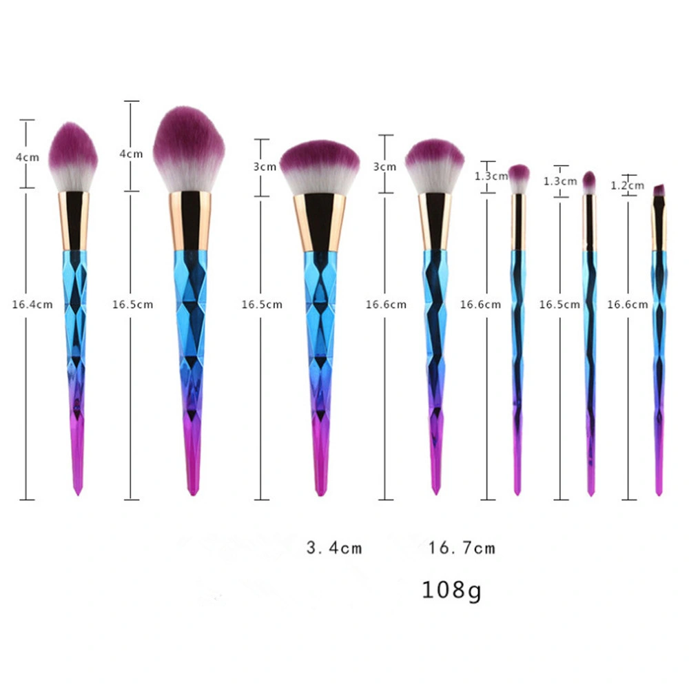 7PCS Powder Foundation Eye Shadow Blush Blending Cosmetics Makeup Brushes Set