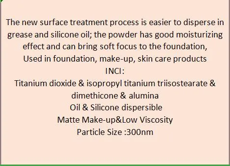 Titanium Dioxide TiO2 Factory Price with Surface Treatment for Cosmetic Grade Used in Makeup, Foundation, Face Beauty