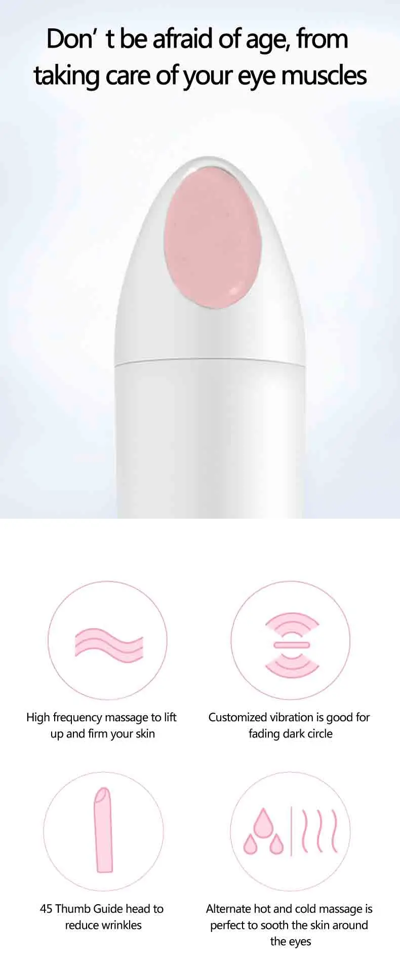 USB Rechargeable Eye Facial Massager Wand Face Lip Massager Tool Pen