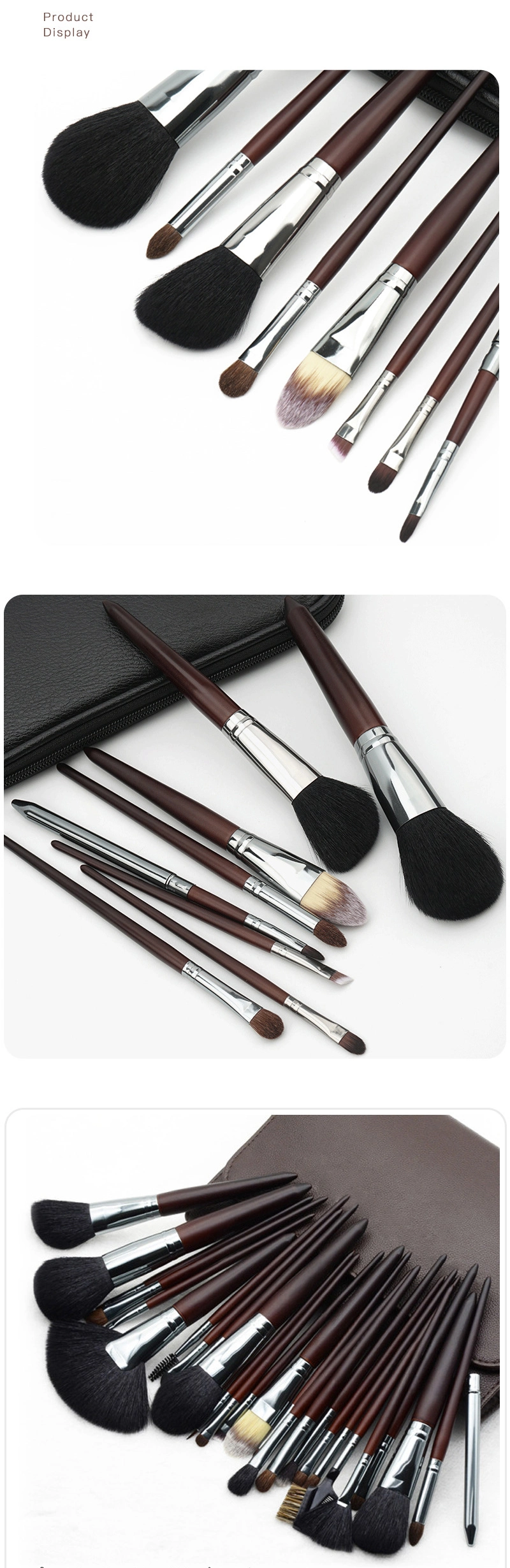 26PCS Professional Makeup Artist Brush Set Premium Goat Hair Foundation Powder Eyeshadow Lip Brush