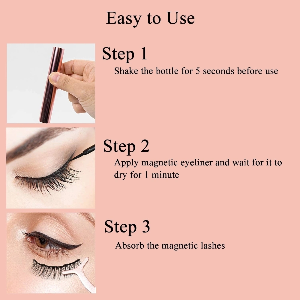 Magnetic Eyelashes 5 Magnets Lashes 3D Magnetic Eyelash and Magnetic Eyeliner for Set of 3 Pairs
