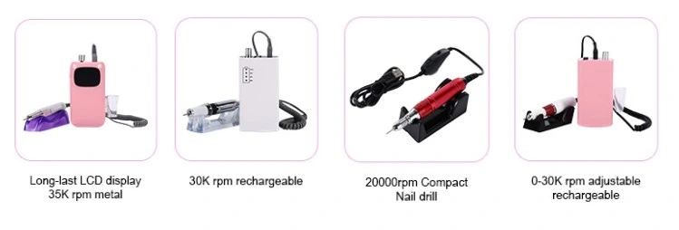 Electric Handpiece Nail Drill Rechargeable Portable Machine Manicure DIY and to Remove Gel Polish